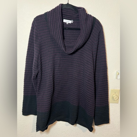 Women’s Calvin Klein black and purple cowl neck long sleeve knit sweater - Picture 4 of 7